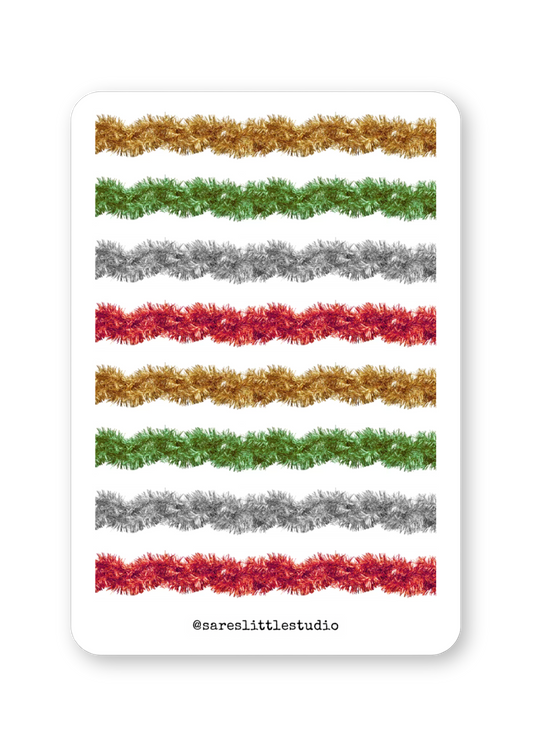 Holiday Tinsel Garland Strips Sticker Sheet