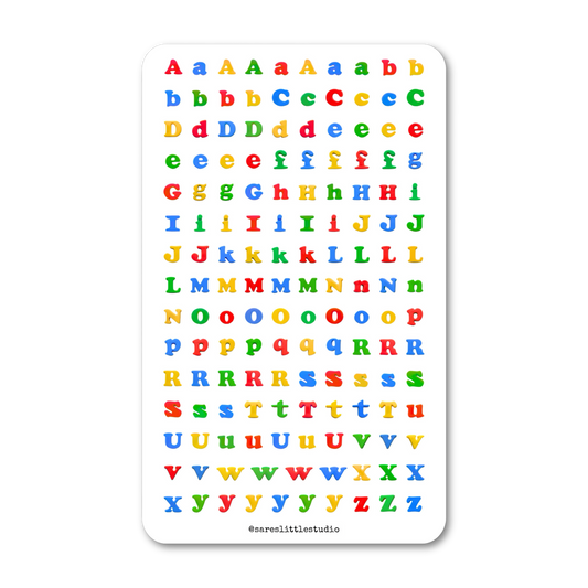 Fridge Magnet Letters Sticker Sheet - Matte