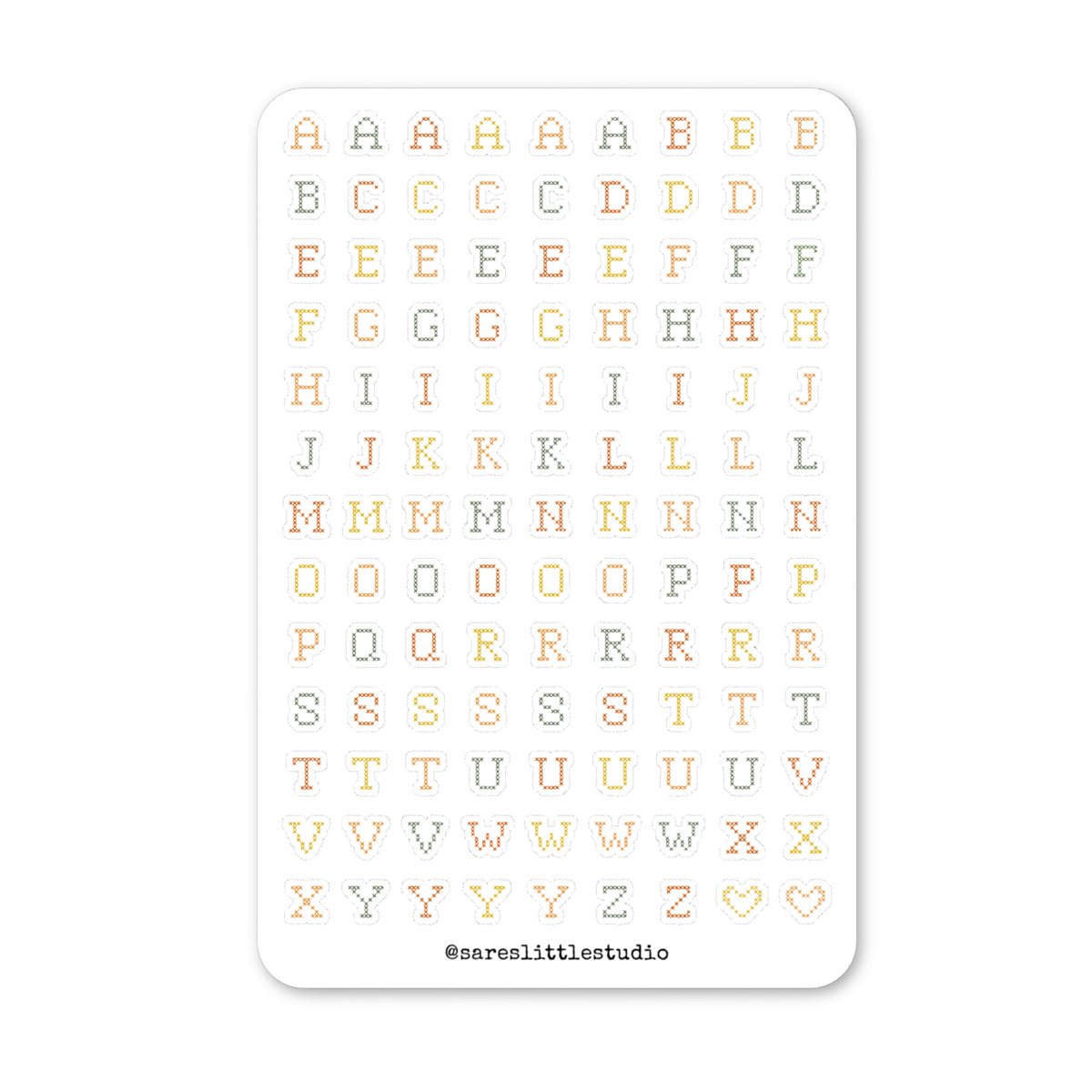 Autumn Colors Cross Stitch Letters