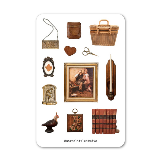 Cottagecore Vintage Trinkets Sticker Sheet - Matte