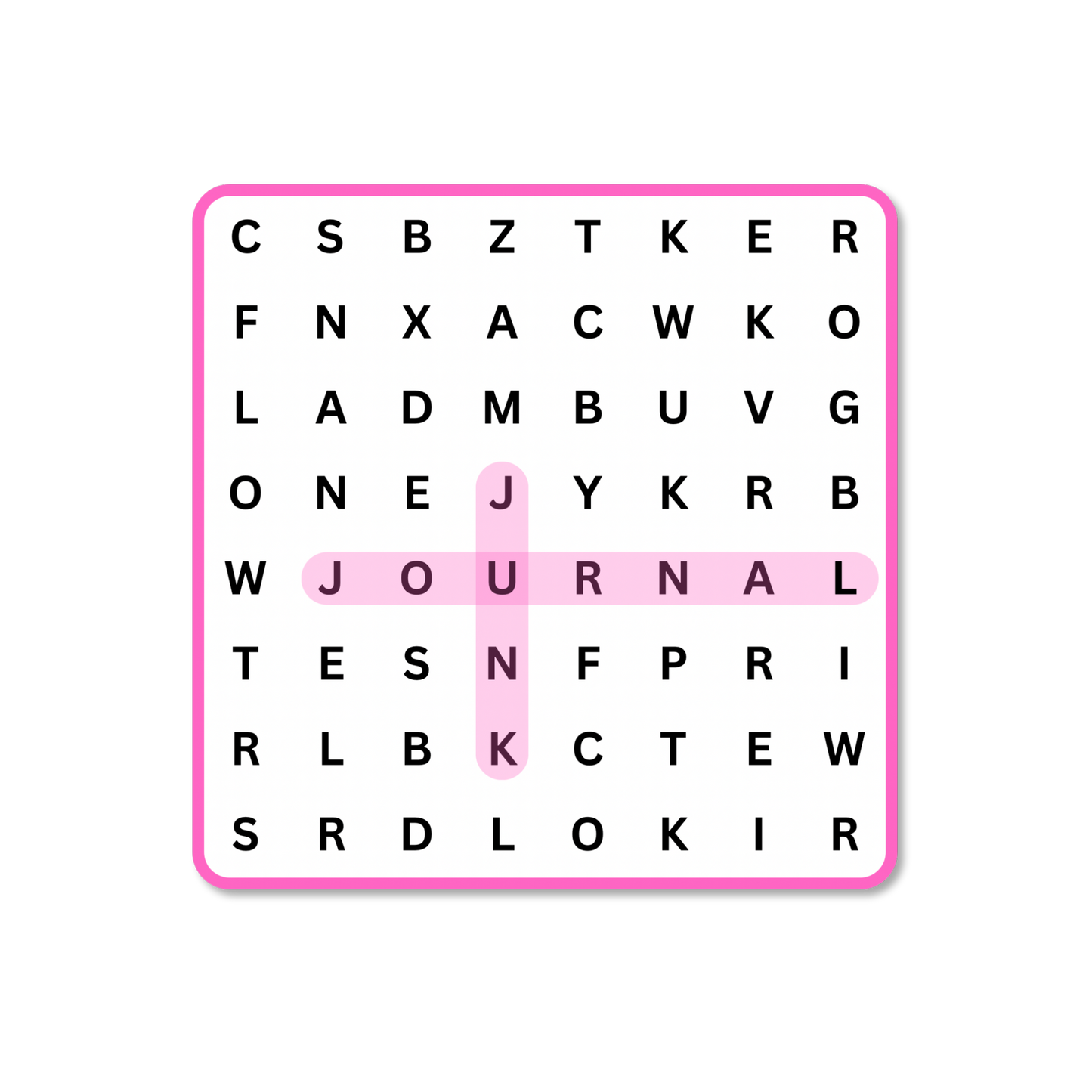 “Junk Journal” Word Search Sticker
