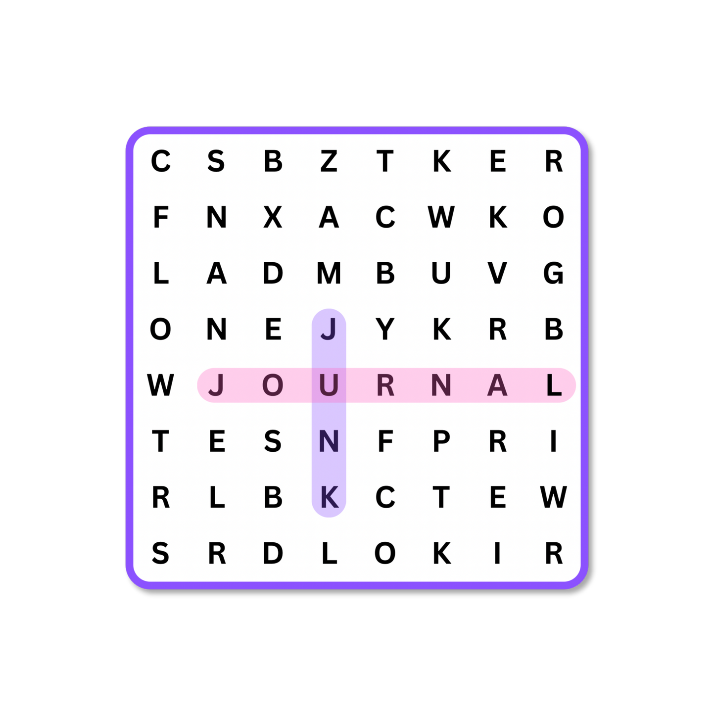 “Junk Journal” Word Search Sticker