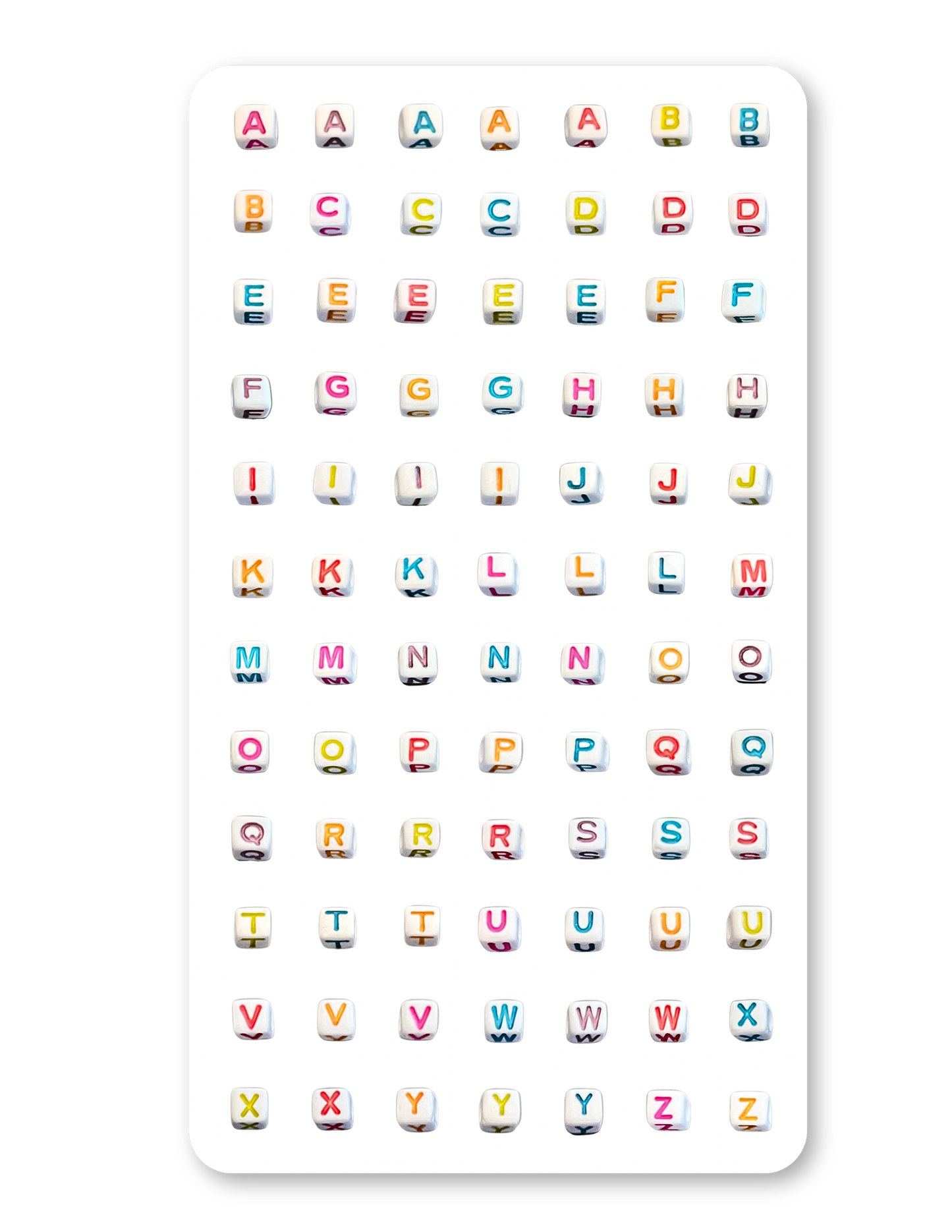 3D Colorful Bead Letter Sticker Sheet - Matte