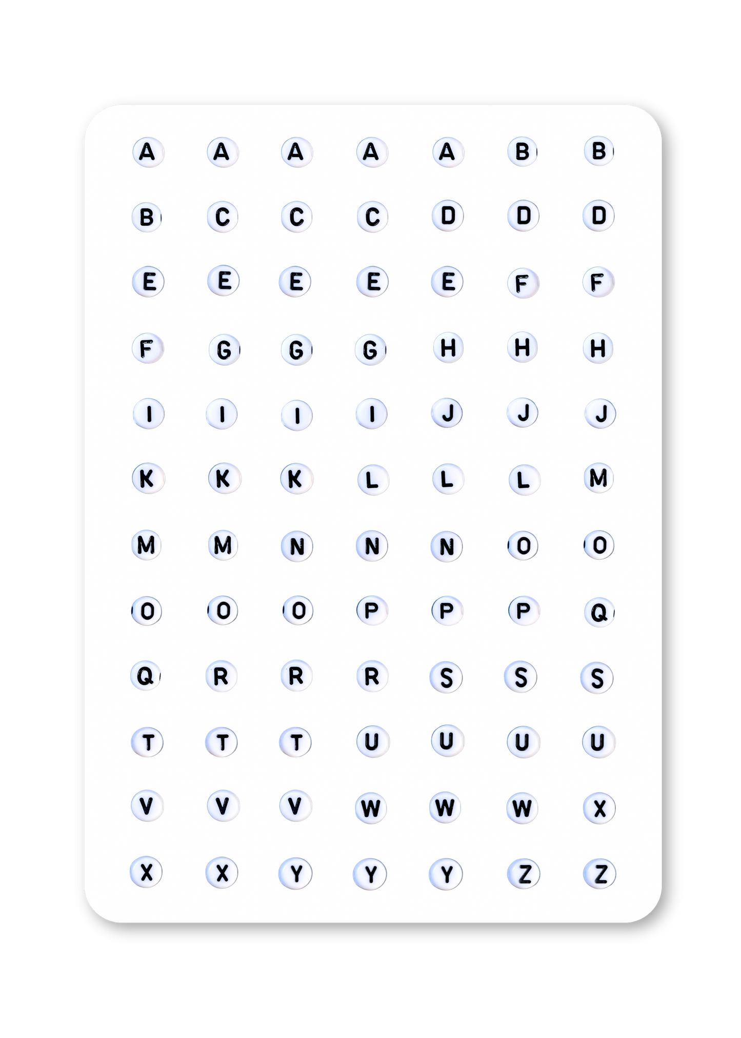 Round Black & White Bead Letter Sticker Sheet