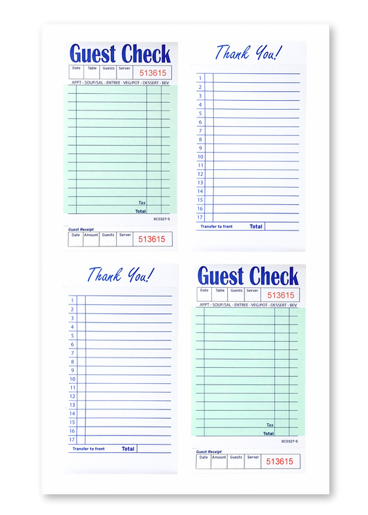 Guest Checks Sticker Sheet (Front/Back) - Matte