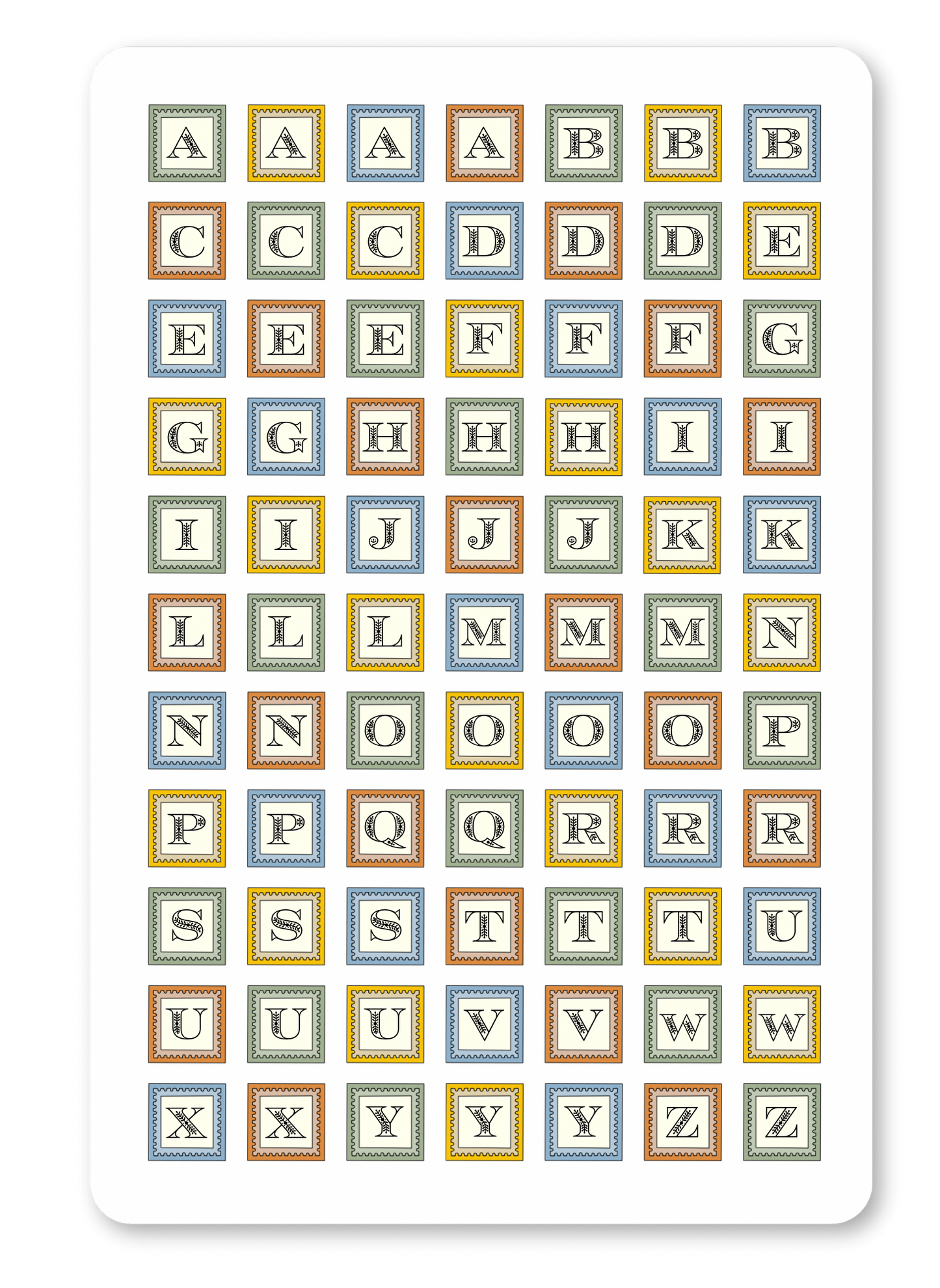 Medium Stamp Letters Sheet