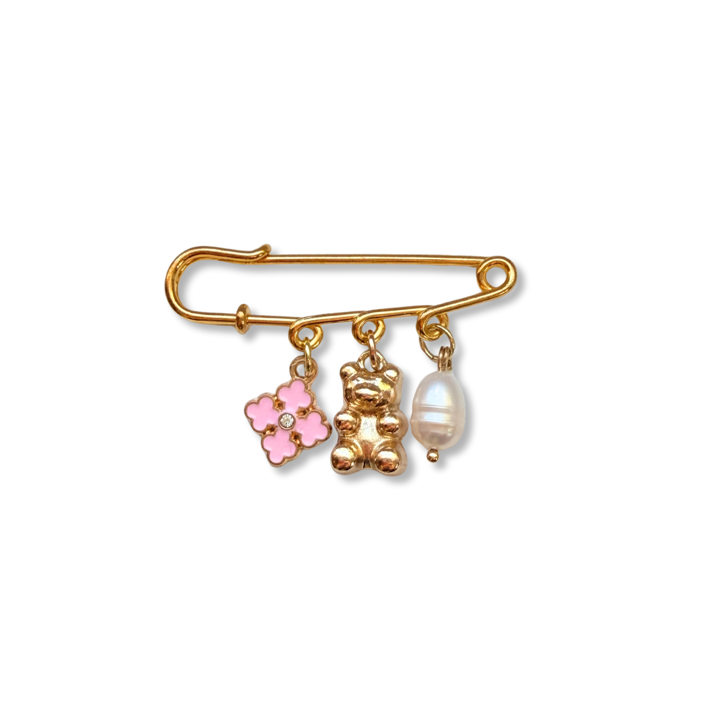 3-Charm Gold Gummy Bear Brooch Pin