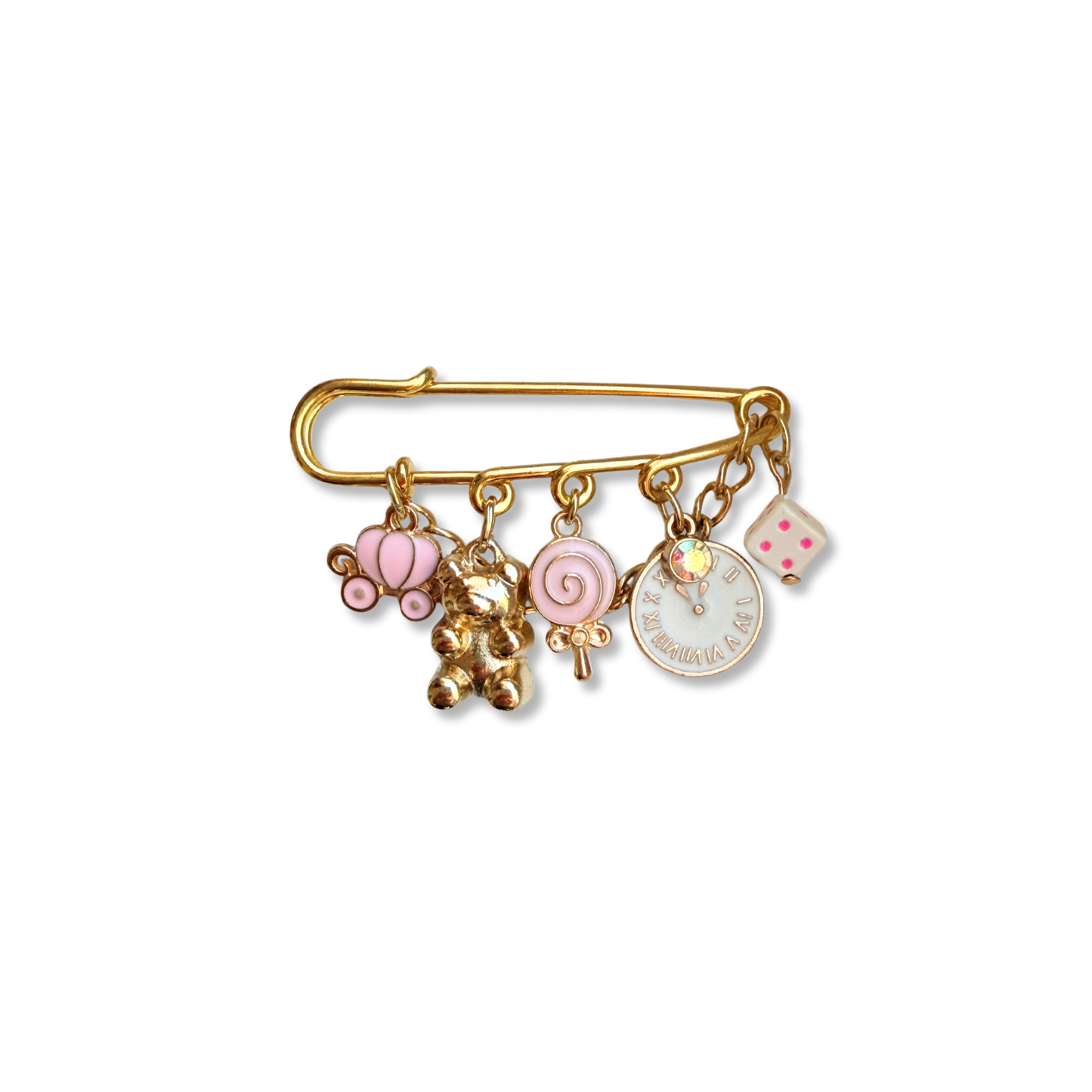 6-Charm Gold Gummy Bear Brooch Pin