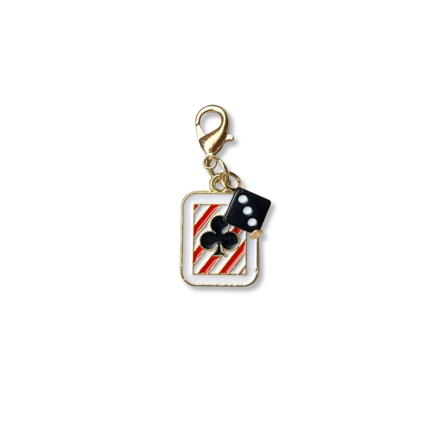 Clubs Playing Card + Black Dice Charm