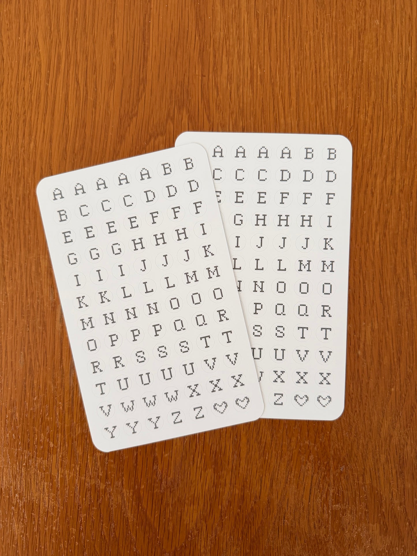 Black & White Cross Stitch Letters Sticker Sheet - Matte