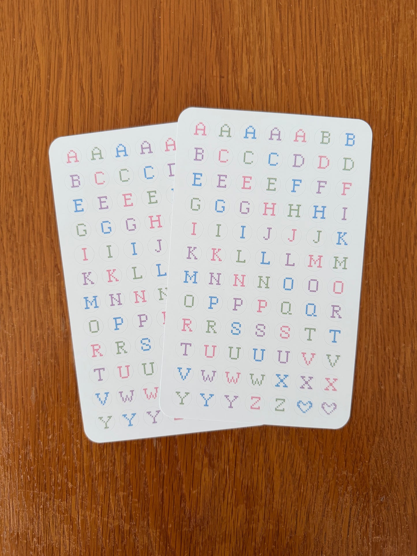 Colorful Cross Stitch Letters Sticker Sheet - Matte