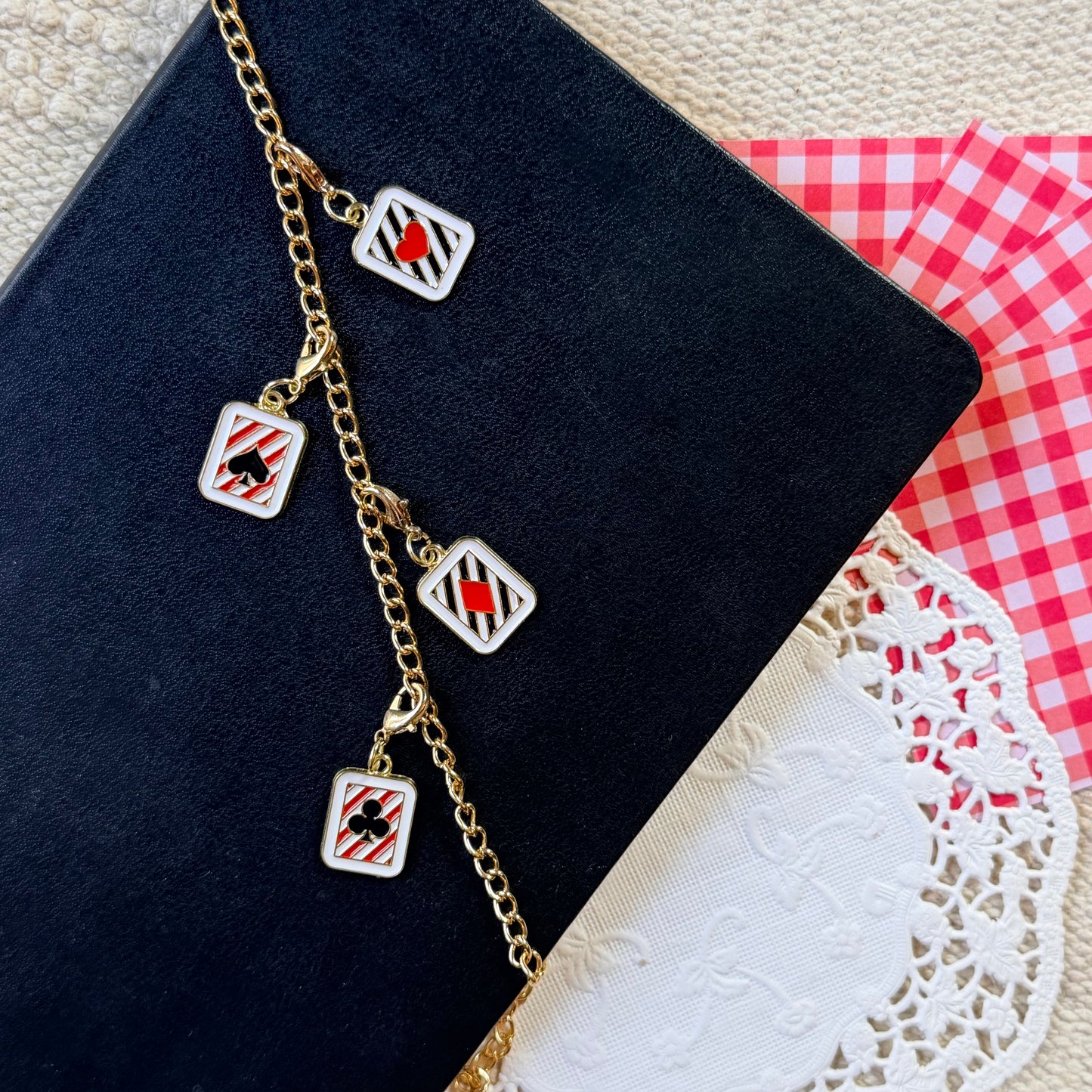Mini Playing Card Charms - Gold