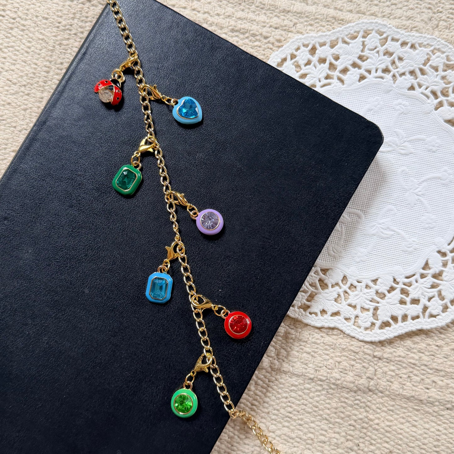 Colorful Rhinestone Charms - Gold