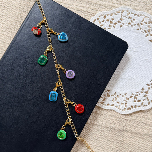 Colorful Rhinestone Charms - Gold