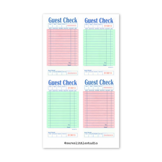 Pink & Green Guest Checks Sticker Sheet