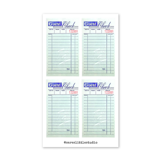 Vintage Guest Checks Sticker Sheet