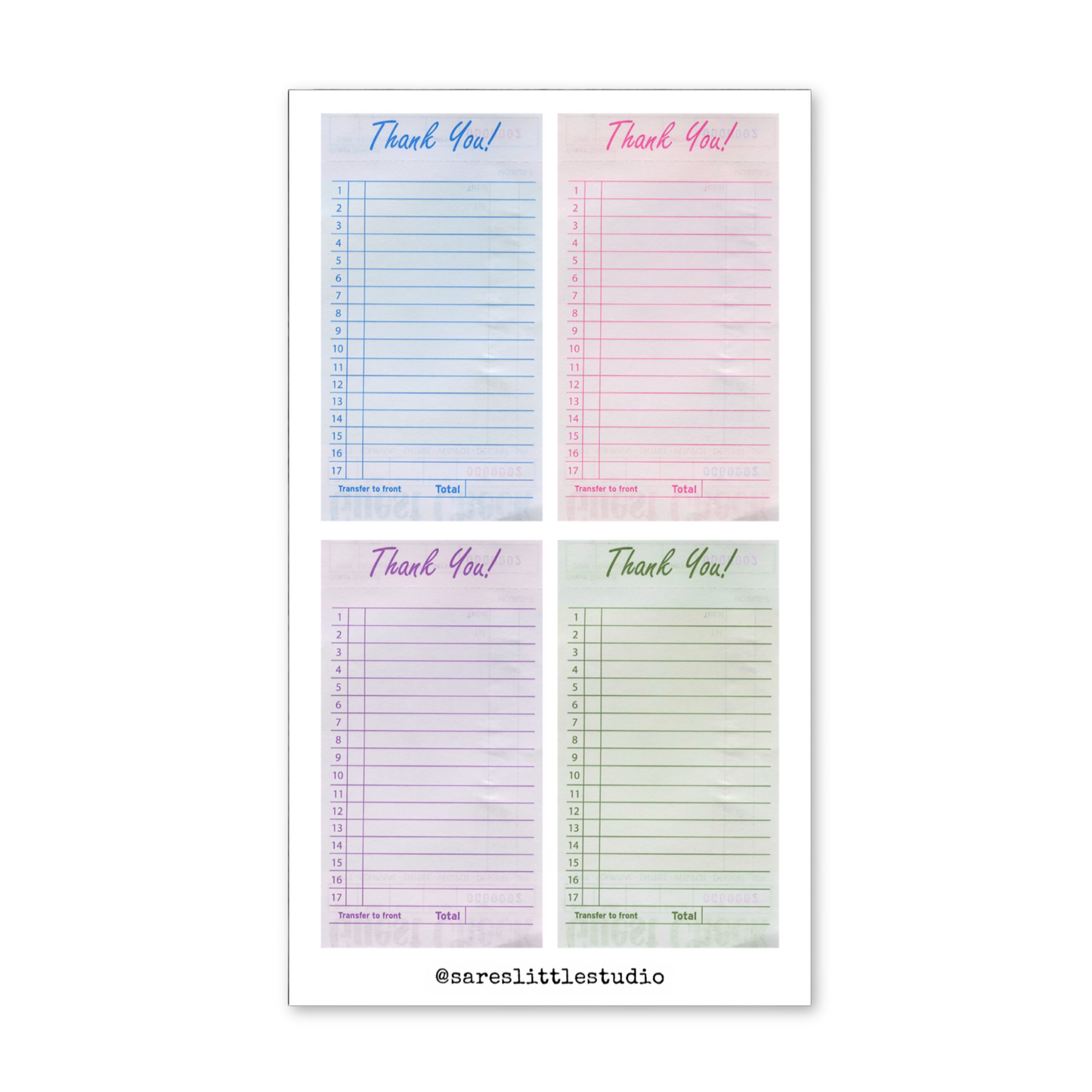 Colorful “Thank You!” Guest Checks Sticker Sheet