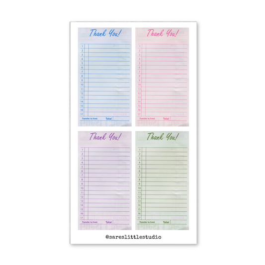 Colorful “Thank You!” Guest Checks Sticker Sheet