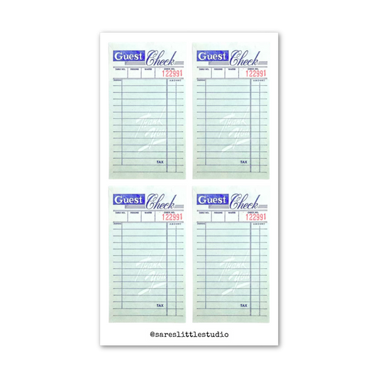 Vintage Guest Checks Sticker Sheet - Matte