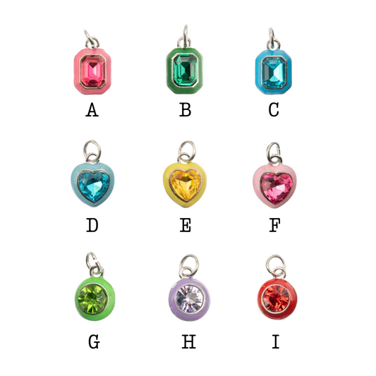 Colorful Rhinestone Charms - Silver