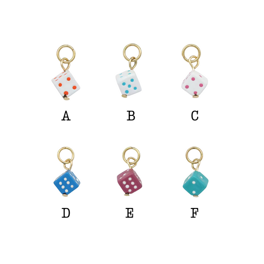 Assorted Mini Dice Charms - Silver or Gold
