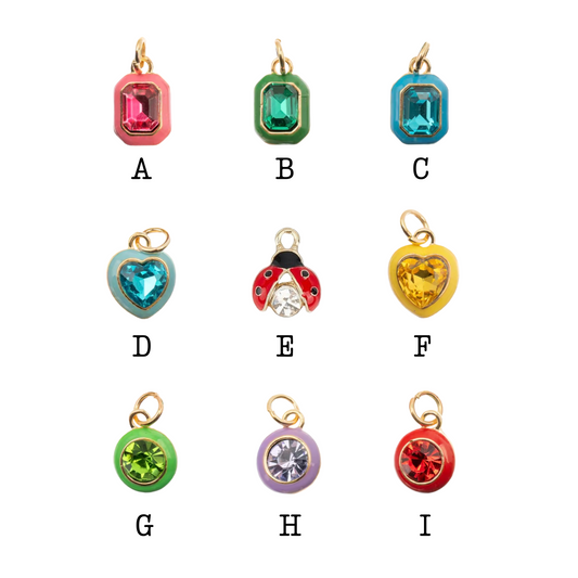 Colorful Rhinestone Charms - Gold