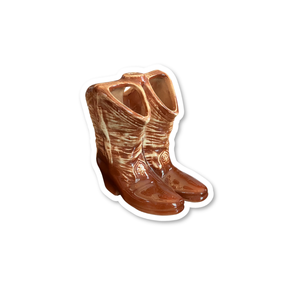 Vintage Ceramic Cowboy Boots Sticker
