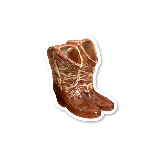 Vintage Ceramic Cowboy Boots Sticker